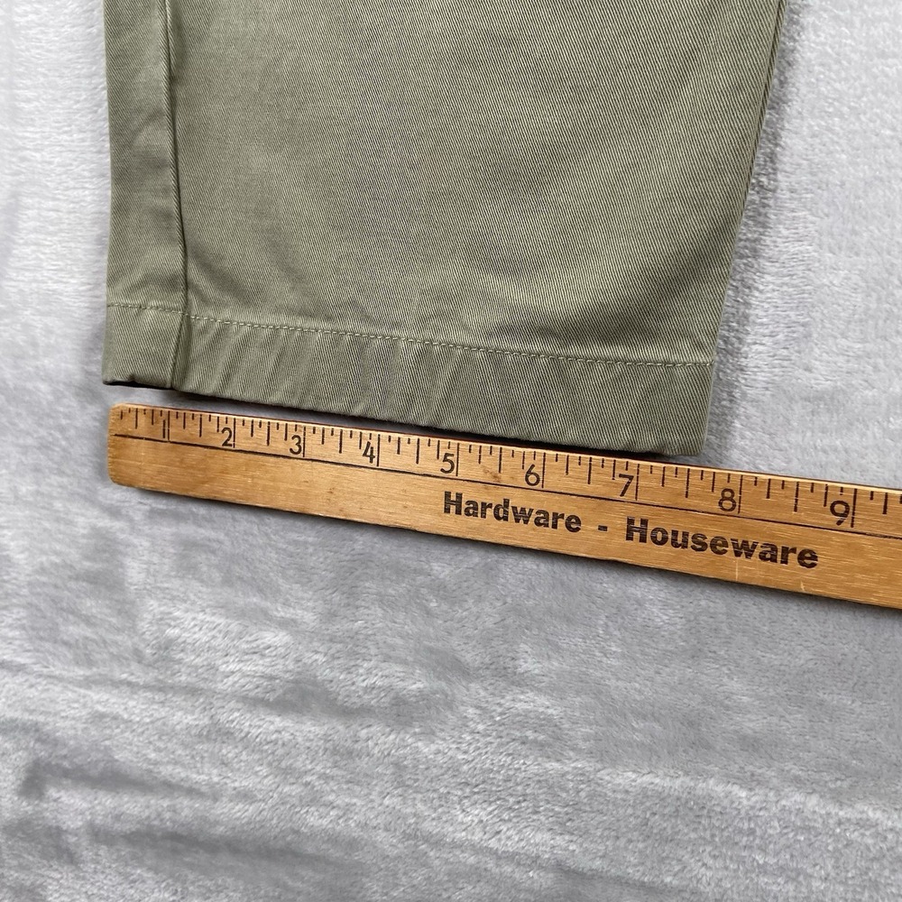 Peter Manning Pants men's 35x28 Chino Classic Fit Green Flat Front Casual Cotton - Picture 10 of 13